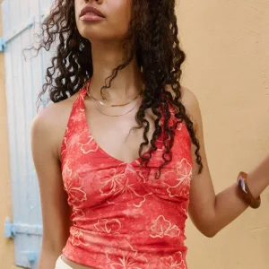 Fitted Mesh Halter Tank Top