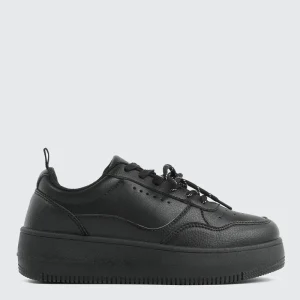 Thick Sole Court Sneakers with Double Lace Detail