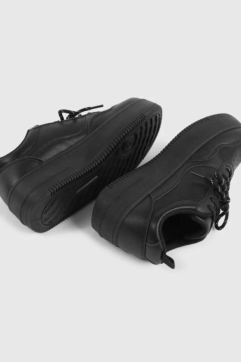 Thick Sole Court Sneakers with Double Lace Detail - Image 4